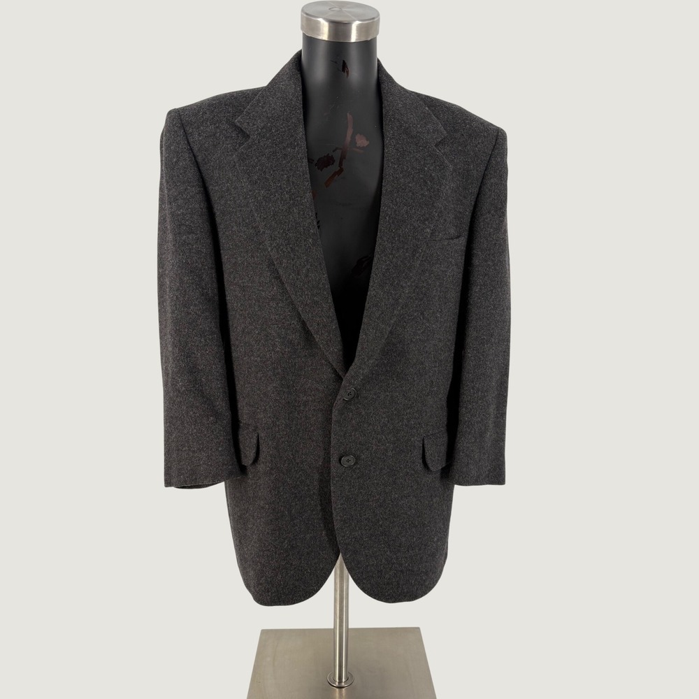 Botany 500 Blazer Mens Large Charcoal Gray 100% Camel Hair 2 Button Vintage USA